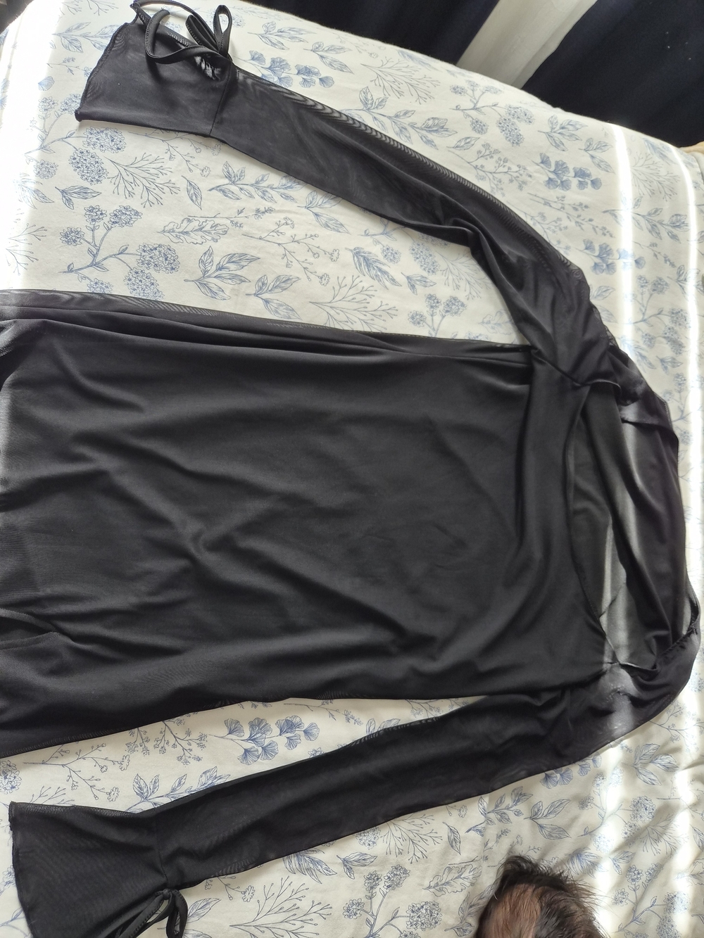 Black Long-Sleeve Wrap Top